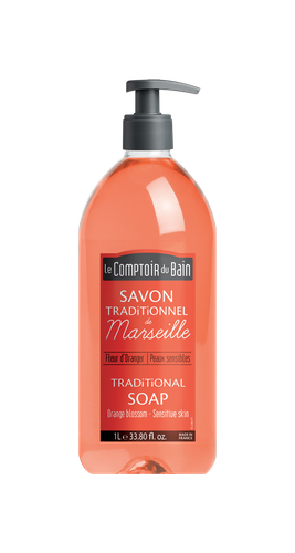 Image Le Comptoir du Bain Savon traditionnel de Marseille Fleur d'Oranger  Peaux sensibles  1 litre