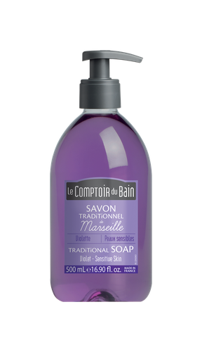 Image Le Comptoir du Bain Savon traditionnel de Marseille Violette  Peaux sensibles  500 mL