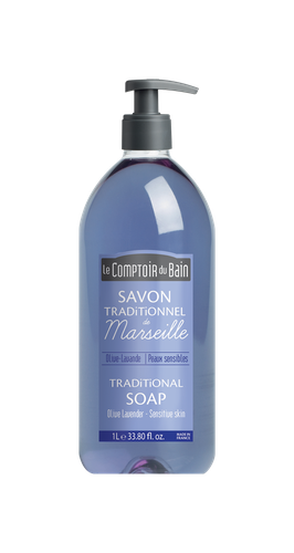 Image Le Comptoir du Bain Savon traditionnel de Marseille Olive-Lavande  Peaux  sensibles  1 litre