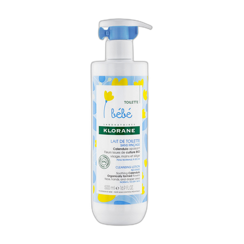 Image Klorane - Bébé - Lait de toilette sans rinçage au Calendula apaisant - Peau normale à sèche 500 ml