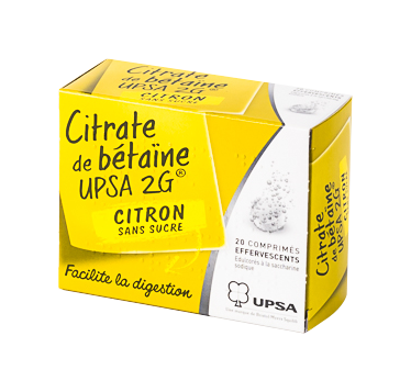 CITRATE BETAINE UPSA CITRON 20 COMPRIMÉS EFFERVESCENTS SANS SUCRE