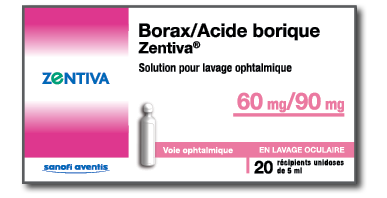 BORAX/ACIDE BORIQUE ZENTIVA 12MG/18MG/ML SOLUTION OPHTALMIQUE BOITE DE 20 RÉCIPIENTS UNIDOSES DE 5 ML