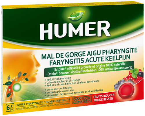 Image Humer - Pharyngite Fruits Rouges - 20 Pastilles