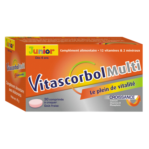 Image Vitascorbol Multi Junior Goût Fraise 30 comprimés