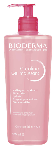 Bioderma CREALINE Gel moussant, nettoyant apaisant micellaire visage et yeux pour peaux sensibles